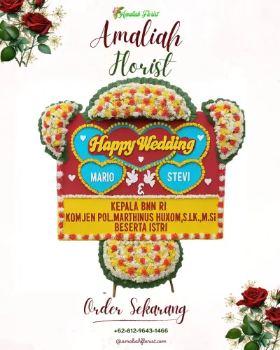 Karangan Papan Bunga Pernikahan di Negeri Olok Gading